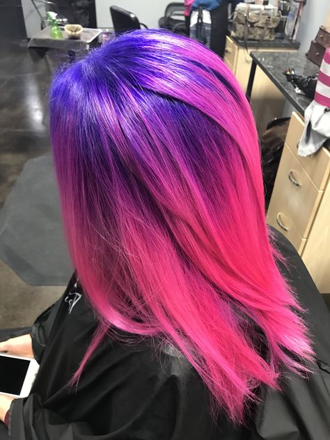 Pink And Purple Hair, Pink Purple Hair, Pink Ombre Hair, Purple Ombre Hair, Hot Pink Hair, Vivid Hair Color, Cute Hair Colors, Beautiful Hair Color, Hair Color Purple