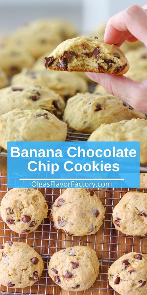 Melted Chocolate Chips, Brown Bananas, Banana Cookie Recipe, Banana Chocolate Chip Cookies, Healthy Chocolate Chip, Banana Cookies, Brown Spots Removal, Choc Chip Cookies, Banana Chocolate