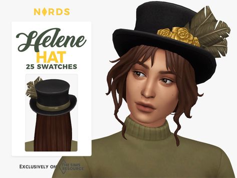 Sims 4 Steampunk Cc, Victorian Sims 4, Sims 4 Victorian, Sims 4 Historical Cc, Cc Top, Sims 4 Historical, Hat With Flowers, Cc Hats, Sims 4 Decades Challenge