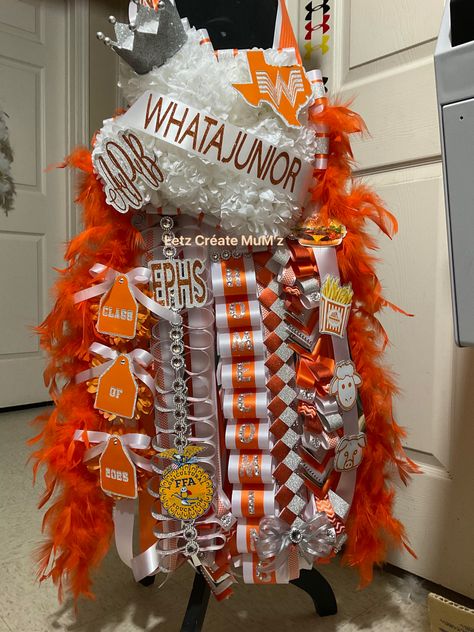 Whataburger Mum, Texas Homecoming Mums, Mum Ideas, Homecoming Mums Diy, Prom Inspo, Ffa, Homecoming Mums, Homecoming, Burlap