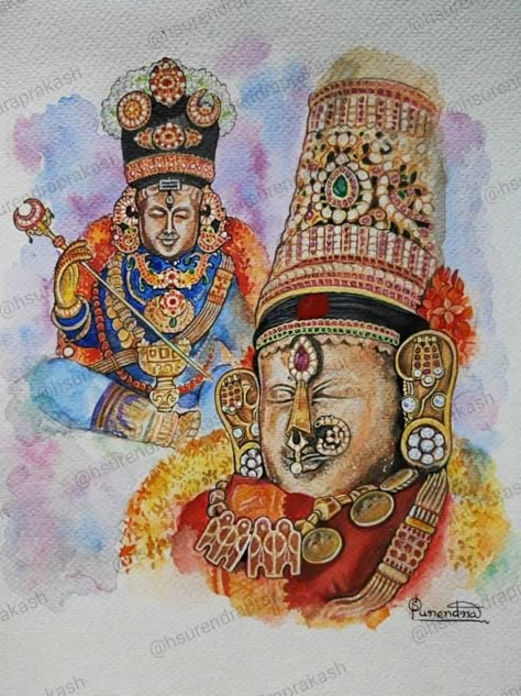 Perumal Painting, Krishna For Today, Mysore Painting, Rama Krishna, Contemporary Folk Art, Hindu Temples, Shakti Goddess, Hindu Statues, Indian Sculpture