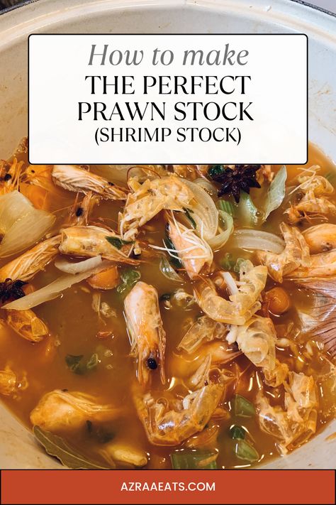 Prawn Stock (Shrimp Stock) recipe How To Make Stock, Shrimp Stock, How To Peel Shrimp, Stock Recipes, Prawn Recipes, Stuffed Shells Recipe, Stuffed Pasta Shells, Yummy Lunches, Secret Ingredient