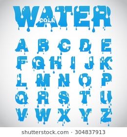 "Water" font made from flow font, vector Water Letters, How To Draw Water, Alfabet Font, Draw Water, Different Lettering, Perspective Drawing Lessons, Graffiti Lettering Fonts, Water Font, Simple Designs To Draw