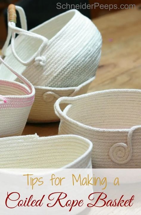 Rope Bowl Finishes, Rope Baskets And Bowls, Diy Rope Design, Clothesline Baskets, Rope Basket Tutorial, Coiled Rope Basket, Clothesline Basket, Rope Bowls, Diy Rope Basket