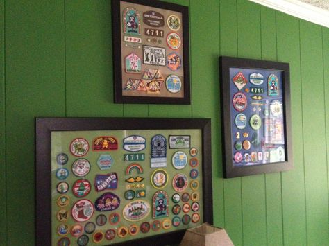 Girl Scout badge display Scouts Badges Display, Scout Badge Display, Girl Scout Badges Display, Badge Display, Patches Display, Girl Scout Patches, Girl Scout Badges, Scout Badges, Girl Scout Ideas