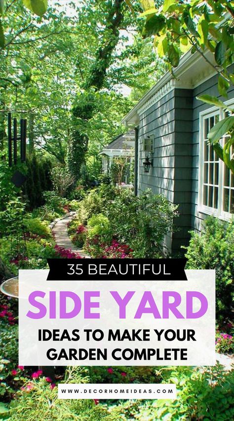 Best Side Yard Ideas. The side yard is often an afterthought in the garden-design process — since it's small and hidden from view, it's easy to overlook, but sometimes you could turn it into a lush garden with a lot of detail to plants and landscaping. #decorhomeideas Side Yards Ideas Narrow, Paver Walkway Ideas, Front Yard Design Ideas, Side Yard Ideas, Garden Home Ideas, Yard Design Ideas, Yard Landscape Ideas, Garden Front Yard, Brick Pathway