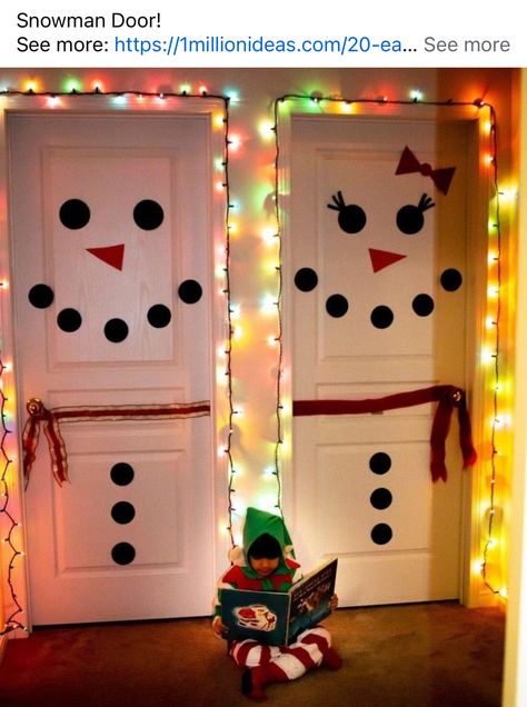 Christmas Decorating Hacks, Elf Shenanigans, Elf Ideas Easy, Snowman Door, Awesome Elf On The Shelf Ideas, Elf Activities, Xmas Elf, Elf Antics, Elf Fun