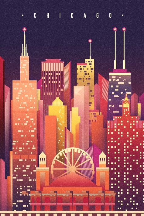 American Travel Posters, Chicago Poster, Chicago Art, My Kind Of Town, Chicago Skyline, Skyline Art, The Windy City, Tour Posters, Stock Art