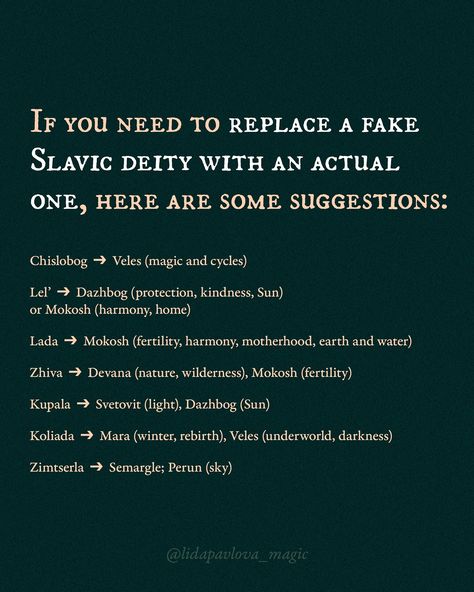 These Slavic gods and goddesses most likely never existed. They were either a misinterpretation of really existing traditions, or different kinds of translation mistakes. And sometimes—little more than wishful thinking and fiction. However, these are nice concepts, so I decided to visualize them even though they aren’t actual deities. Of course, this isn’t an exhaustive list. There are more, and also some of the Slavic deities are somewhat in the gray area: there are authentic sources about... Slavic Paganism Symbols, Slavic Deities, Slavic Witchcraft, List Of Deities, Witchcraft Inspiration, Slavic Aesthetic, Slavic Goddess, Slavic Paganism, Slavic Mythology