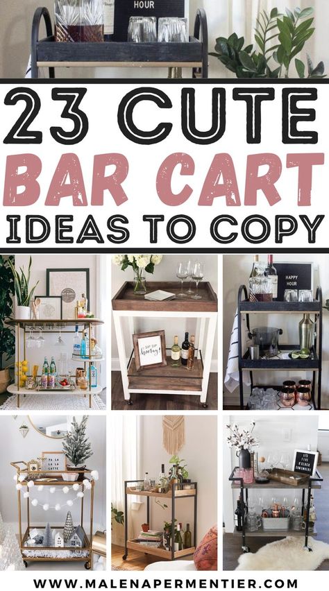 bar cart ideas - liquor cabinet Decorate A Bar Cart, Bar Cart Decor Ideas, Cute Bar Cart, Small Bar Cart, Style Bar Cart, Style A Bar Cart, Bar Cart Inspo, Bar Cart Inspiration, Bar Cart Ideas