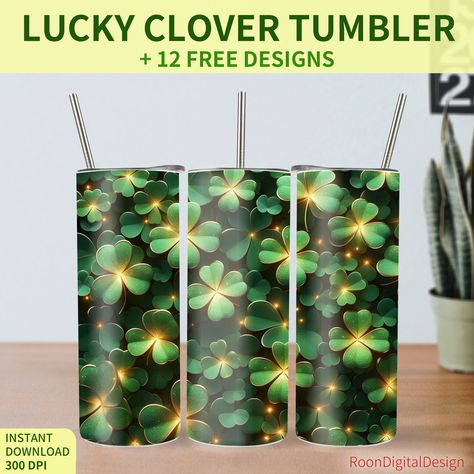 Lucky Clover, Four Leaf, Tumbler Design, Wedding Basket, Leaf Clover, Digital Form, Four Leaf Clover, Tumbler Sublimation, Last Minute Gifts