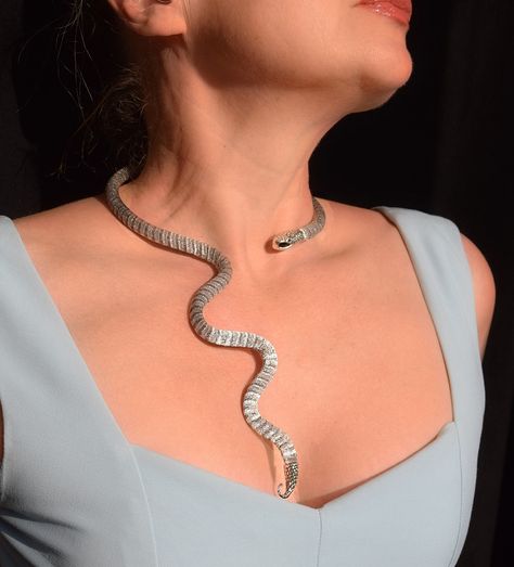 Silver Snake Necklace, Snake Choker Necklace, Venom Snake, Snake Choker, Snake Necklace Silver, Titanium Jewelry, Trendy Fashion Jewelry, Snake Necklace, Hand Made Jewelry