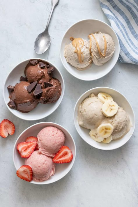 Mason Jar Ice Cream, Banana Nice Cream Recipes, Jar Ice Cream, Strawberry Nice Cream, Nice Cream Recipe, Avocado Ice Cream, Banana Nice Cream, Dairy Free Ice Cream, Sorbet Recipes