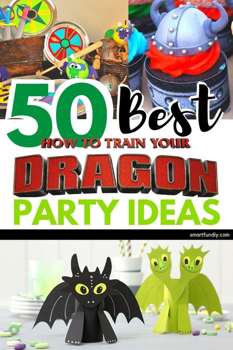 Our fam is super serious about HOW TO TRAIN YOUR DRAGON movies so these 50+ DIY HTTYD party ideas are gonna be amazing for our kids' birthday parties!! I can't believe all the free party printables, Toothless cakes, Astrid costumes, and Hiccup party favors in ONE place. I am so MAKING this! #smartfundiy #httyd #hiccup #toothless #howtotrainyourdragon #dreamworks #astrid #partyfavors #partydecor #kidsparty #birthday #party Dragon Party Ideas, Httyd Party, Toothless Party, Dragon Themed Birthday Party, Dragon Cakes, Dragon Birthday Parties, Dragon Movies, Dragon Birthday, Diy Party Favors