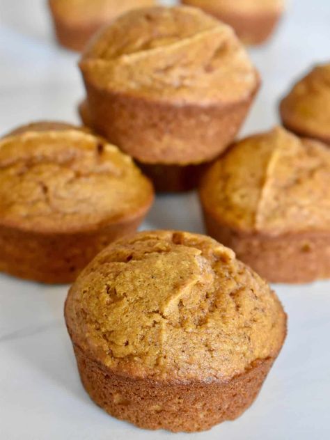 Pumpkin Applesauce Muffins are a deliciously moist and lightened-up muffin recipe made with canned pumpkin, applesauce, and cinnamon. Ready in just 20 minutes! Pumpkin Applesauce Muffins, Muffins With Applesauce, Pumpkin Applesauce, Pumpkin Sweets, Moist Pumpkin Muffins, Mini Chocolate Chip Muffins, Gluten Free Pumpkin Spice, Applesauce Recipe, Autumn Baking