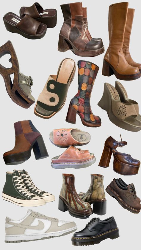 70s Shoes, Dr Shoes, 70s Outfits, Funky Shoes, Aesthetic Shoes, Swag Shoes, Pretty Shoes, Dream Clothes, Retro Outfits