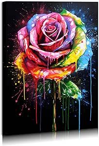 Flower Dripping Paint, Graffiti Flowers Art, Rose Graffiti, Graffiti Canvas Painting, Painting Rainbow, Abstract Rose, Kitchen Apartment, Graffiti Canvas, House Sale