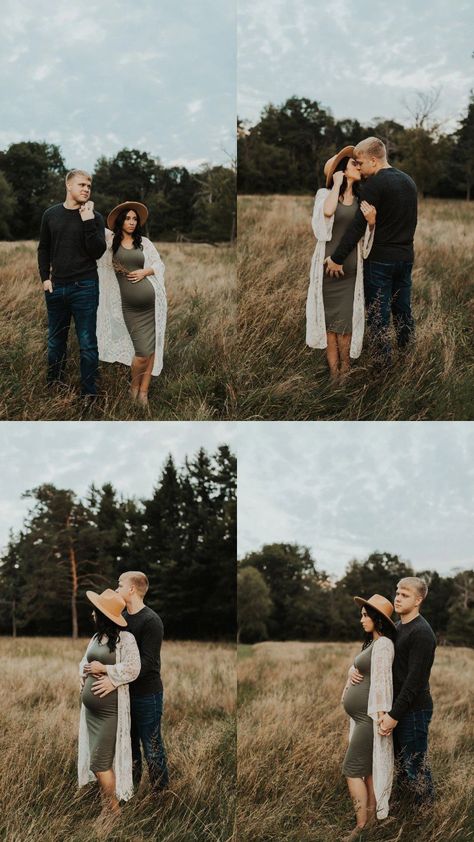 Pregnant Photo Ideas Outside, Maternity Pictures Outfits Fall, Maternity Couples Outfits, Overcast Maternity Photos, Baltic Born Maternity Photos, Prompts For Maternity Photos, Pregnant Photoshoot Poses, Pregnant Autumn Photography, Outdoor Casual Maternity Shoot