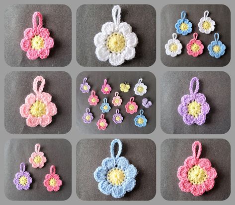 Marianna's Lazy Daisy Days: Crochet Flower Hanging Decorations Crochet Flower Hanging, Knitted Poppy Free Pattern, Knitted Poppies, Hanging Crochet, Flowers Hanging, Flower Hanging, Sweet Decoration, Hanging Decorations, Crochet Free