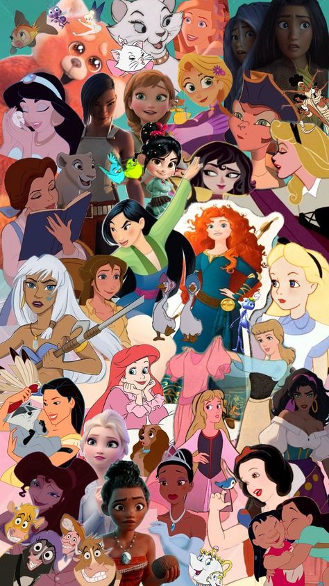 Disney Ladies Collage ✨️🥰 #Disney #DisneyCharacters #PhoneWallpaper Princess Collage, Disney Characters Collage, Disney Princess Collage, Tinkerbell Collage Wallpaper, Disney Princesses Collage, Disney Princess Magazine, Disney Collage, Disney Artwork, Disney Ladies