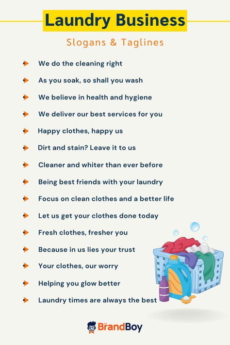 Laundry Business Ideas, Names For Laundry Business, Laundry Advertising Ideas, Laundry Service Business Ideas, Cleaning Slogans Business, Laundromat Business Plan, Laundry Business Design, Laundry Mat Business Ideas, Laundry And Taxes Quote