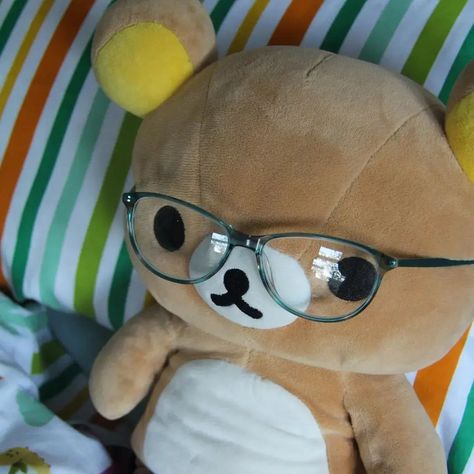 I stole my mum's glasses for this 🤓 I love putting glasses on my kumas !! ♡ #korilakkumaplush #korilakkuma #rilakkuma #sanx #sanrio #cutecore #kawaii #glasses #meme #rilakkumamemes Kawaii Glasses, Glasses Meme, Rilakkuma Plush, Rilakkuma, Random Stuff, Layout, I Love, Memes, On Instagram