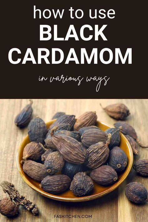 A Pinterest pin featuring a collage of black cardamom pods and informative text. The image highlights the nutritional benefits, versatile uses, and expert tips on buying and storing black cardamom. Perfect for spice enthusiasts and culinary explorers seeking to elevate their dishes. #BlackCardamom #SpiceGuide #CulinaryInspiration Colombian Cuisine, Black Cardamom, Storing Spices, Spice Storage, Reduce Food Waste, Herb Seeds, Home Chef, Kitchen Hacks, Middle Eastern