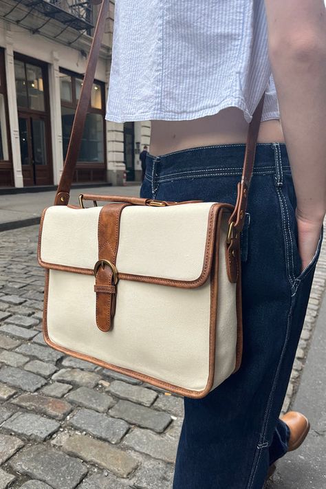 Canvas Messenger Bag, Leather Messenger Bag, Leather Messenger, Canvas Leather, Cow Leather, Brandy Melville, Gold Hardware, Brandy, Final Sale