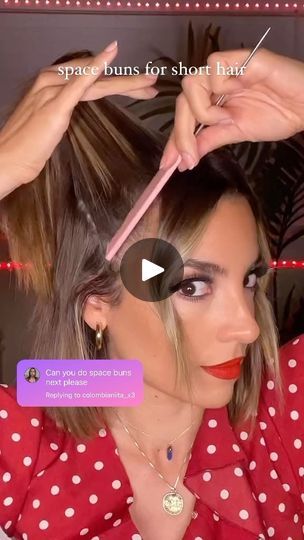 63K views · 3.8K reactions | easy and quick space buns tutorial for short hair ✨ save for later 🤝 

#hairstyle #hairtutorial #spacebuns | Bilintina MakeUp | Ariana Grande · yes, and? Spacebuns Hairstyles Short Hair, Space Buns Short Hair Tutorial, How To Do Space Buns Tutorials, Hair Space Buns Tutorial, Space Buns Tutorial Fine Hair, Ariana Grande Space Buns, Double Buns, Space Buns, Short Hair Bun