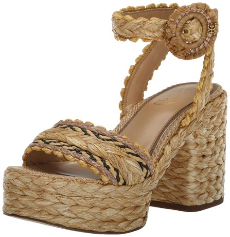 PRICES MAY VARY. Sam Edelman Iliana Meet Iliana - a braid woven ankle-wrap sandal that lifts your going out look to the next level with a stacked platform. Looks perfect with your favorite flared jeans too! Heel Height: 4 Inches Closure: Buckle Y2k Platform Sandals, Coconut House, Hoco Shoes, Shoes Game, Pieces Outfits, High Leather Boots, Ankle Wrap Sandals, Ankle Wrap, Heeled Sandal