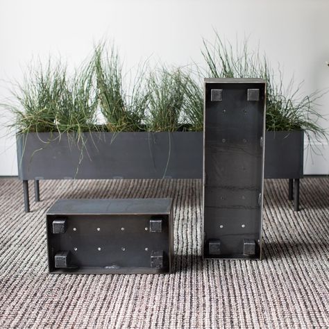 Steel + Plank | Athens, GA on Instagram: “Simple steel planters on feet, on legs or on casters. Perfect container for planting lettuce or other fall veggies. . .oh, and it’s great…” Outdoor Ice Bucket, Planting Lettuce, Fenced Vegetable Garden, Pine Coffee Table, Raised Flower Beds, Steel Coffee Table, Steel Planters, Loft Decor, Blackened Steel