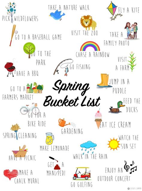 If you're looking for ideas for Spring, this Bucket List has got your back Spring Bucket List For Kids, Spring Bucket List For Families, Spring Bucket List Aesthetic, Spring Bucket List For Adults, Spring Bucket Lists, March Bucket List, Spring Movies, Spring Goals, Spring List