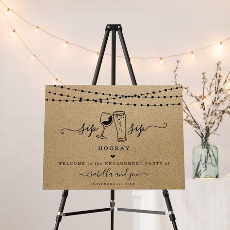 Brewery Decorations, Dinner Couple, Welcome Sign Engagement, Funny Welcome Signs, Welcome Sign Wedding, Sip Sip Hooray, Couple Wedding Shower, Wedding Wine, Welcome Drink