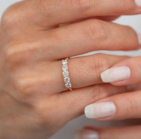 Moissanite Anniversary Band, Yellow Gold Anniversary Rings, Stone Stacking, Dainty Jewellery, Diamond Rings With Price, Stacked Wedding Rings, Gold Anniversary Rings, Ring Proposal, Half Eternity Wedding Band