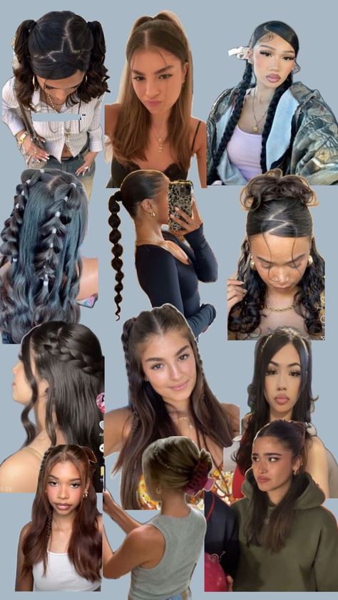 Curly Hairstyles For Cheerleaders, School Hairstyles Pictures, Zigzag Part Hairstyles, Hairstyles With Snap Clips, College Hairstyles For Long Hair, Hard Hairstyles, Hair For Graduation, Streetwear Hairstyles, Hair Long Styles