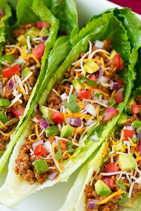 Turkey Taco Lettuce Wraps, Lettuce Tacos, Taco Lettuce Wraps, Tacos Mexicanos, Resep Diet Sehat, Turkey Taco, Low Carb Wraps, Healthy Meat Recipes, Resep Salad