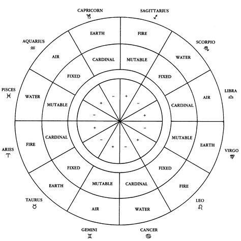 Horoscope Signs and Meanings | zodiac signs element quality polarity labeled wheel Zodiac Signs Elements, Astrology Houses, Aquarius And Scorpio, Love Astrology, Astrology Numerology, Zodiac Society, Astrology Chart, Vedic Astrology, Natal Charts