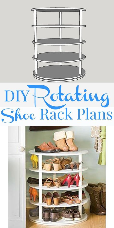 DIY rotating shoe rack - free plans on Remodelaholic.com #organization #DIY Shoe Rack Plans, Rotating Shoe Rack, Diy Shoe Rack, Shoes Rack, Shoe Rack Closet, Diy Shoe, Building Plan, Diy Spring, Rack Design