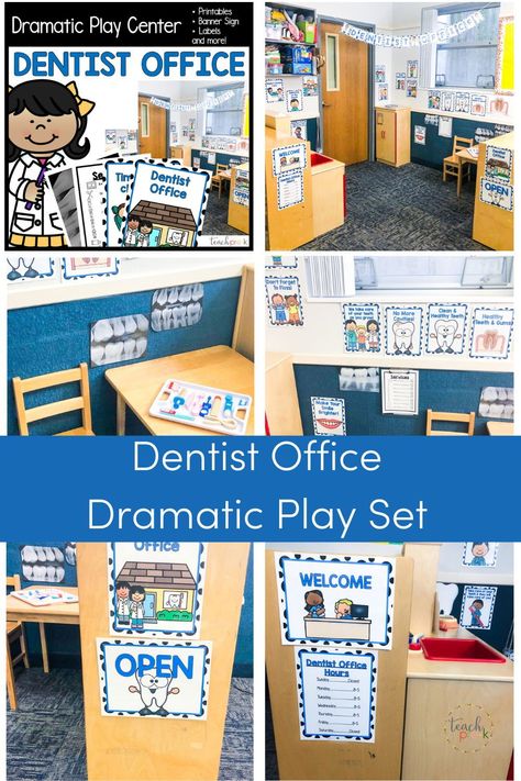 Are you looking for a dramatic play center that is fun and educational? This Dentist Office Dramatic Play set is just what you need to make your preschool and pre-k dramatic play center come to life! This set is full of Dentist dramatic play printables, including numbers and environmental print to make your dramatic play center a place of fun and learning! Dentist Dramatic Play Preschool, Dentist Office Dramatic Play, Pre K Lesson Plans, Office Dramatic Play, Social Studies Centers, Preschool Activities At Home, Early Childhood Education Activities, Dramatic Play Printables, Play Printables