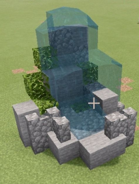 Minecraft Fountain Ideas Small Cute, Quartz Fountain Minecraft, Mini Waterfall Minecraft, Fountains In Minecraft, Mc Fountain Ideas, Cute Minecraft Water Fountain, Minecraft Water Decor, Small Waterfall Minecraft, Minecraft Building Ideas Fountain