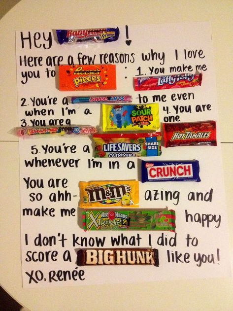 Valentines Day Gift Ideas PinWire: Valentines gram! | Valentine's Day | Valentines Valentine gifts Gifts 11 mins ago - DIY Valentines Gifts for Him | HubPages Valentines Day Sayings Valentines ... Easy DIY birthday gift idea made with candy bars Tic Tacs Hot Tamales and... Source:www.pinterest.com Results By RobinsPost Via Google Candy Posters, Diy Valentines Gifts For Him, Bar Posters, Homemade Birthday Gifts, Candy Bar Posters, Candy Card, Candy Poster, Candy Grams, Handmade Gifts For Boyfriend