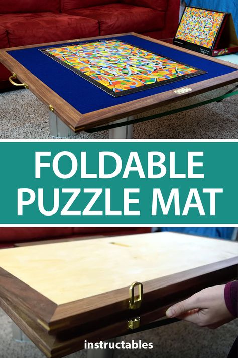 Folding Puzzle Table, Puzzle Table Plans, Puzzle Board Ideas, Diy Puzzle Board With Cover, Diy Puzzle Table, Diy Puzzle Board, Jigsaw Puzzle Table, Jigsaw Projects, Puzzle Storage