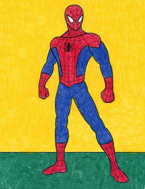 Easy How to Draw Spiderman Tutorial and Spiderman Coloring Page Draw Spider, Spiderman Painting, Kid Drawing, Man Drawing, Spiderman Coloring, Spiderman Cartoon, Spiderman Drawing, Spiderman Kids, Spiderman Art Sketch