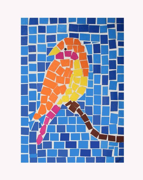 BIRD MOSAIC | by heidabjorg Mosaics For Kids, Bird Mosaic, Paper Mosaic, Mosaic Art Projects, Kids Art Class, Elementary Art Projects, Homeschool Art, Art Lessons Elementary, Camping Art