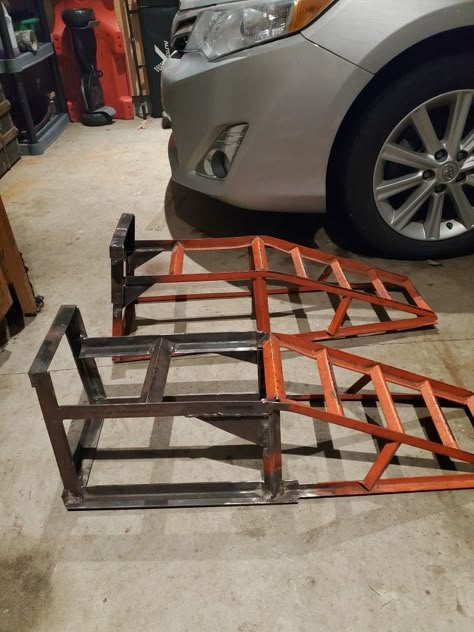 Metal Car Ramps, Custom Tool Boxes, Welding Trailer, Metal Lathe Tools, Iron Furniture Design, Trailer Ramps, Angle Iron, Car Ramps, Welding Cart