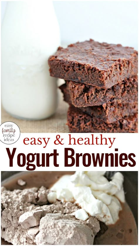 Yogurt Brownies - Easy Brownie Recipe Yogurt Brownies, Greek Yogurt Brownies, Healthy Brownie Recipe, Easy Brownie Recipe, Family Recipe Ideas, Brownies Healthy, Healthy Brownie, Banana Split Dessert, Brownie Recipes Healthy