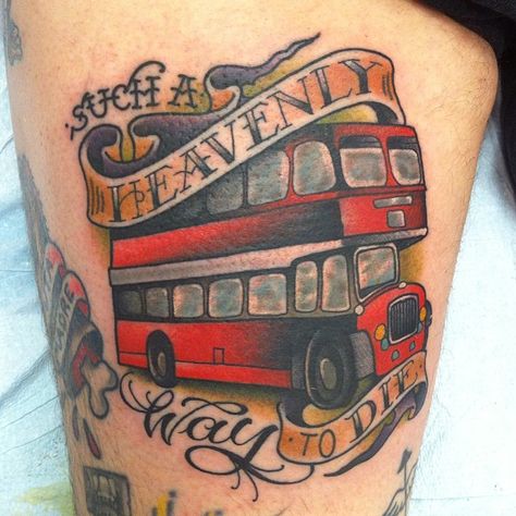 Photo by dansmithism Double Decker Bus Tattoo, Smiths Tattoo, The Smiths Tattoo, Bus Tattoo, Morrissey Tattoo, Tatto Boys, Tattoo Sites, Brit Pop, Island Tattoo