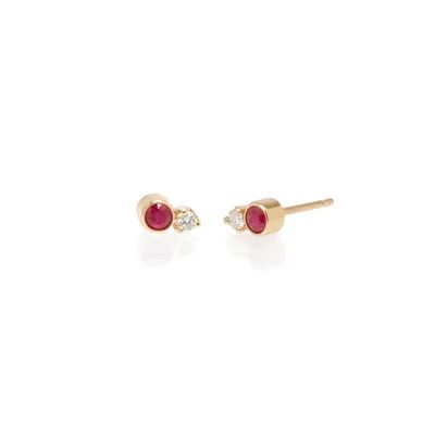 Ruby – ZOË CHICCO Baguette Studs, Baguette Necklace, Zoe Chicco, July Birthstone, Gold Bar, Huggie Hoop Earrings, Bezel Diamond, Personal Marketing, Huggies Earrings