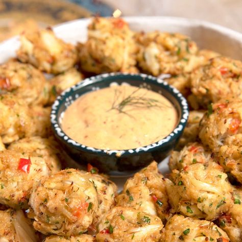 Mary’s Make-Ahead Crab Cake Bites with Homemade Remoulade Sauce Recipe — Mary DiSomma Remoulade Sauce Recipe, Crab Cake Bites, Baked Crab Cakes, Baked Crab, Football Watch Party, Cookie Cookbook, Poppers Recipe, Remoulade Sauce, Seafood Seasoning