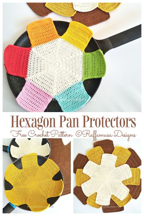 Crochet Pot Separators, Pot Protectors Patterns, Crochet Pot Protectors, Crochet Pan Protectors Free Pattern, Pot Holder Ideas, Crochet One Skein Projects, Pot Protectors, Crochet One Skein, One Skein Projects